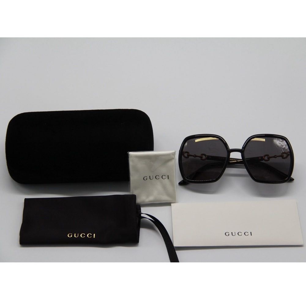 NEW GUCCI GG0890S 001 BLACK SQUARE GUCCI SUNGLASSES - Picture 11 of 13